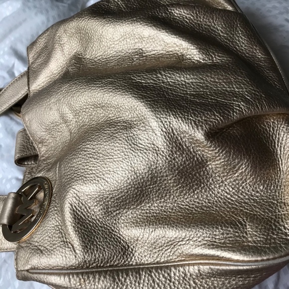 Michael Kors Large genuine gold leather bag big MK - Picture 8 of 13